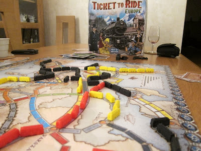 Ticket To Ride: Europe - The board and other components as the game nears its end