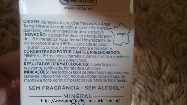 descrição da embalagem Vichy Mineral 89