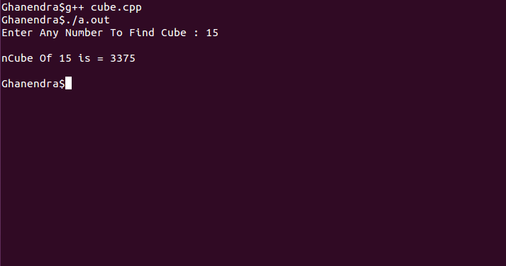 How to cube a number in c