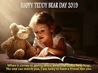 teddy day images, a cute baby girl teaching her teddy bear, best love quotes for happy teddy bear day 2019