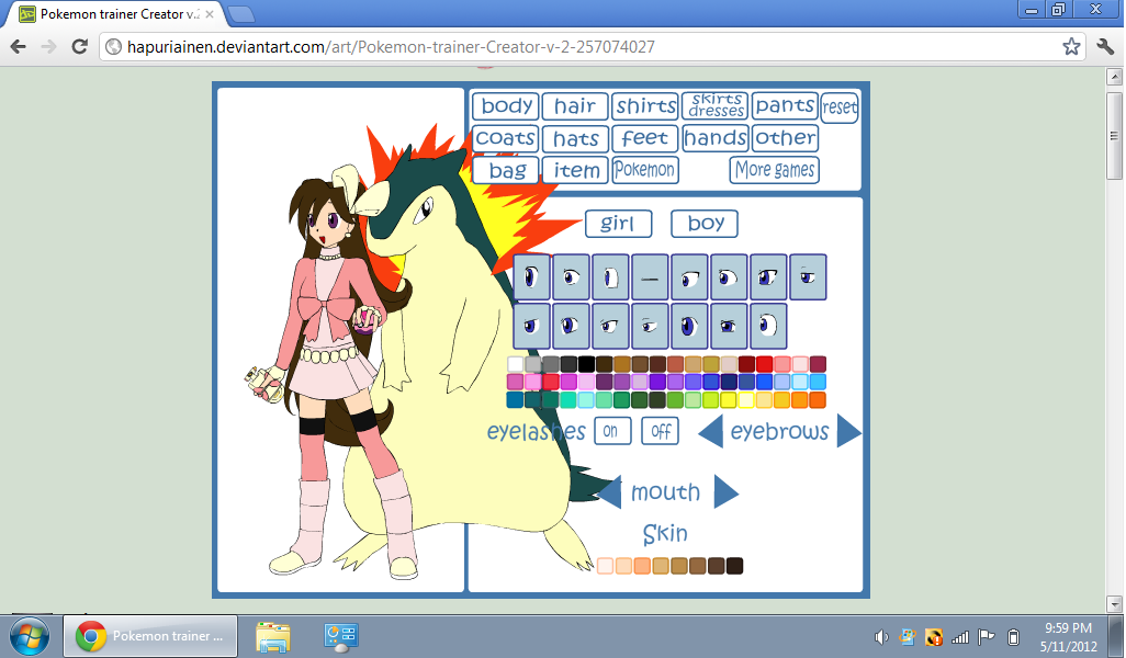 What Seline looks like (Made with Pokemon Trainer Creator from DeviantArt)....