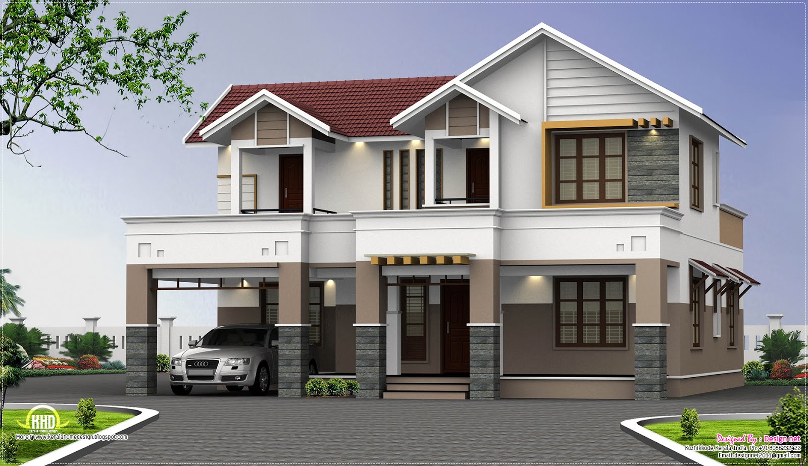 2500 sq.feet two storey house elevation - Kerala home design and floor