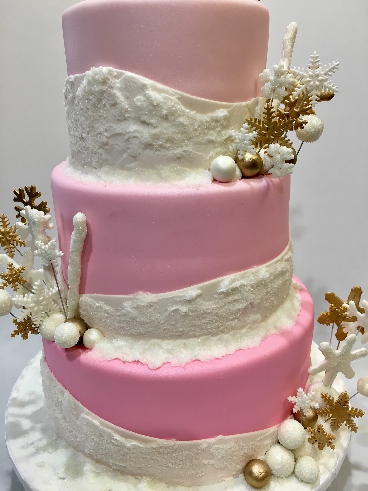 Mymonicakes Pink And White Winter Wonderland Baby Shower Cake