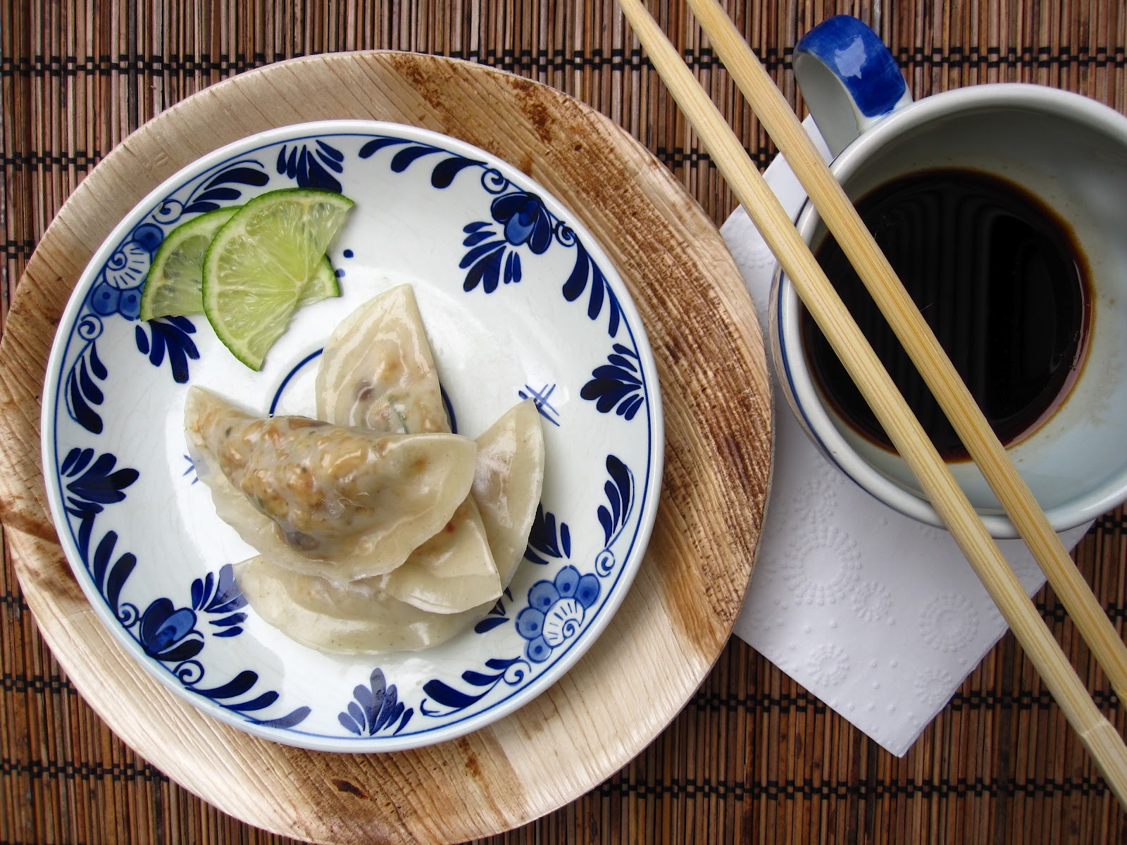 Edible biology Asparagus, fennel, mushroom and tofu dumplings