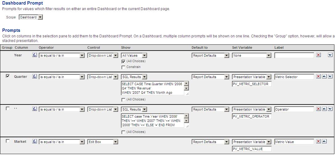 STrudeau's OBIEE Blog Metric Selector