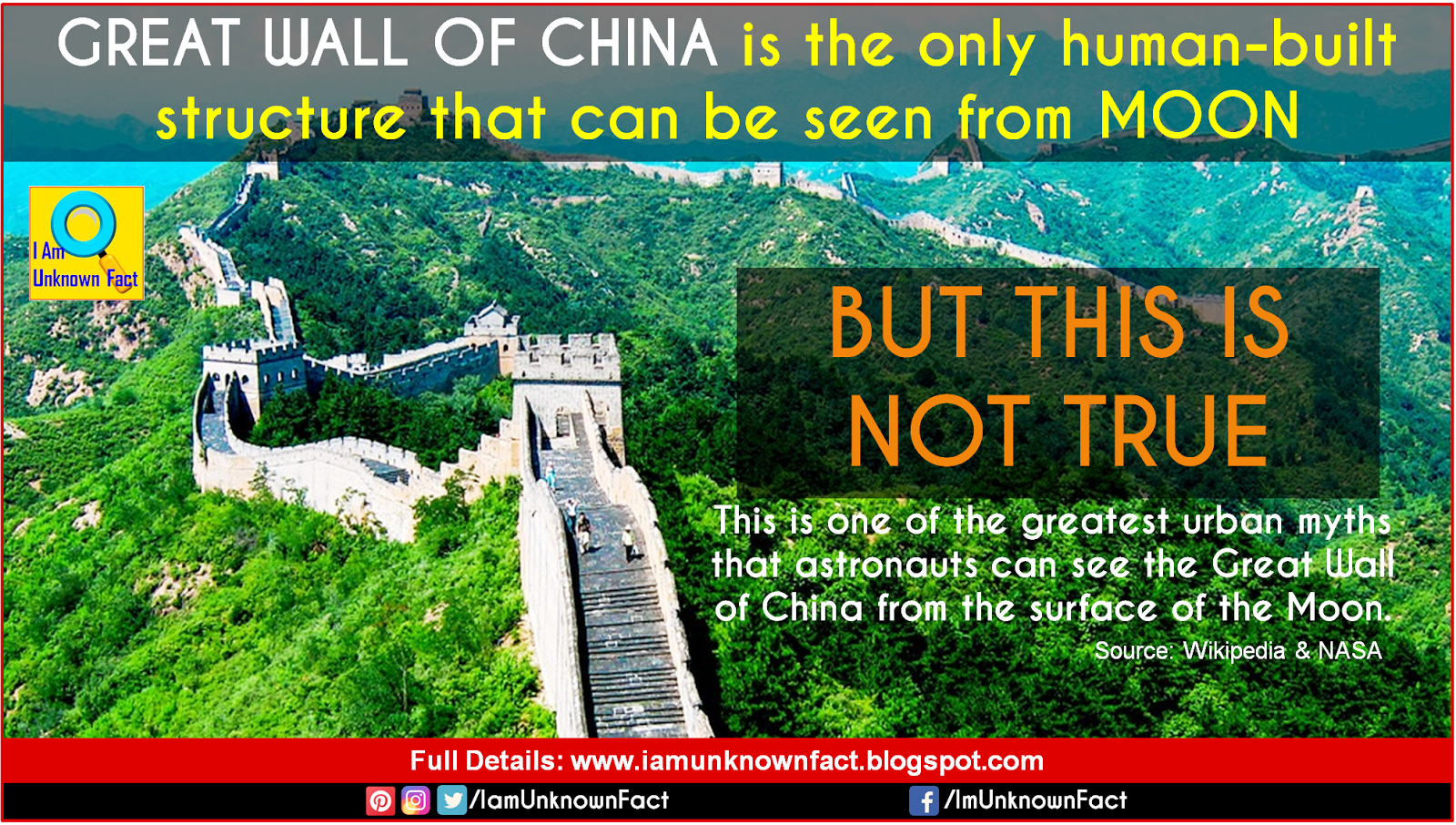 Great Wall Of China Is The Only Human Built Structure That Can Be Seen From Moon
