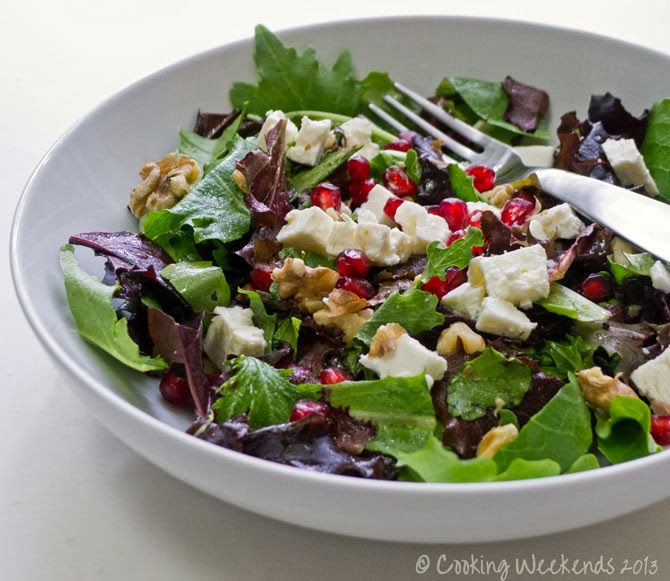 Cooking Weekends Salad with Pomegranate, Feta & Walnuts