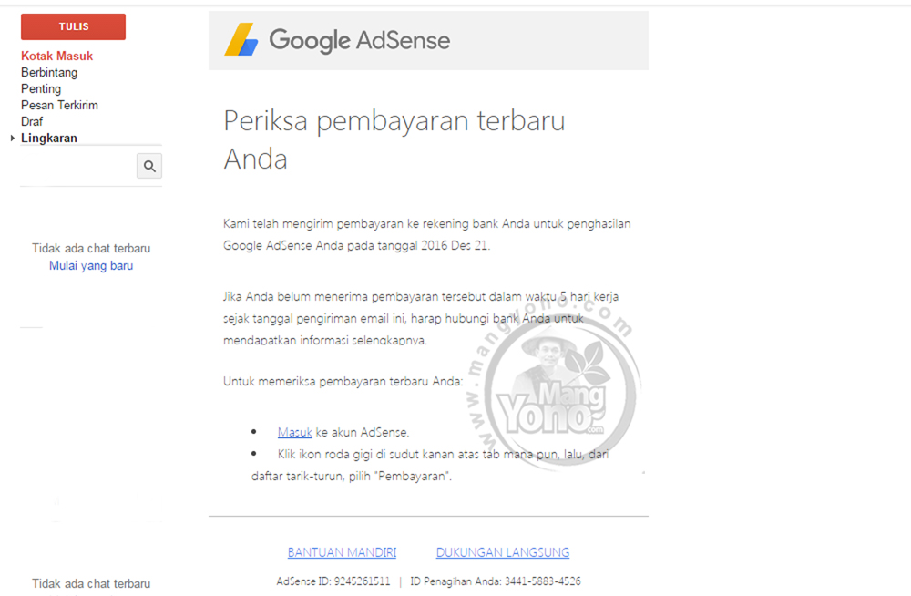 Gajian Dari Google Adsense Bulan Desember 2016 Gajian Dari Google Adsense Bulan Desember 2016