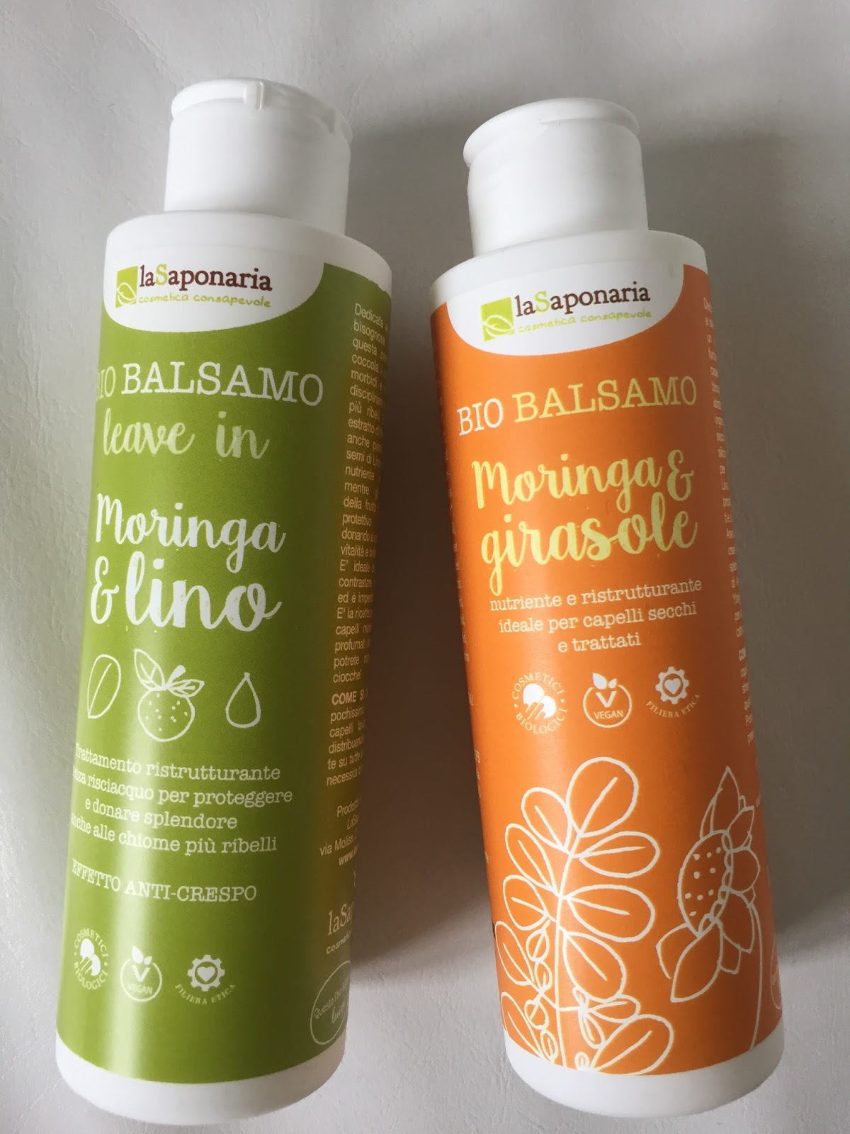 novità capelli La Saponaria Balsamo Moringa Girasole e leave in