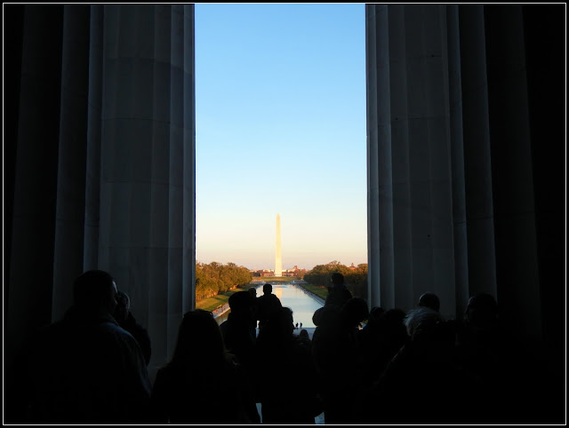 The view of the National Mall from the Lincoln Memorial