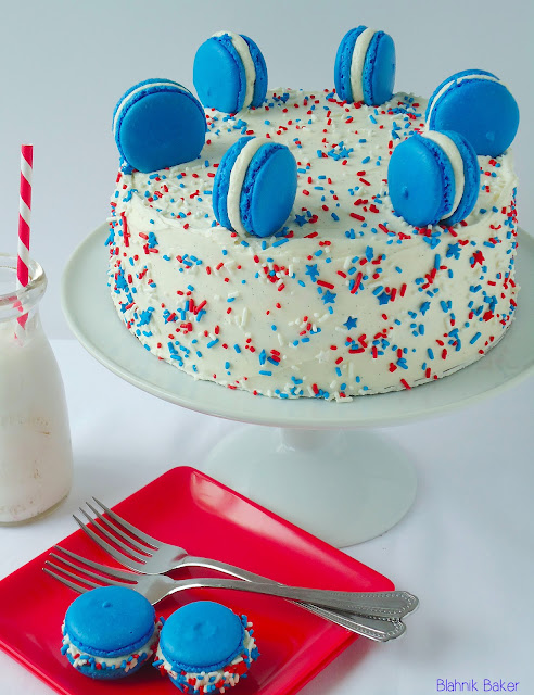 red, white and blue cake