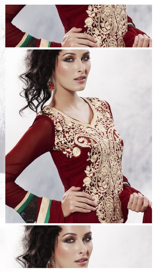 Modern Universe Fashions: Pure Chiffon Churidar Kameez