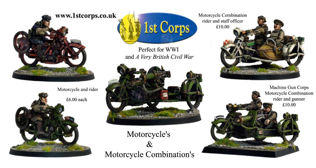 Wargame News and Terrain: 1st Corps: WWI motorcycles