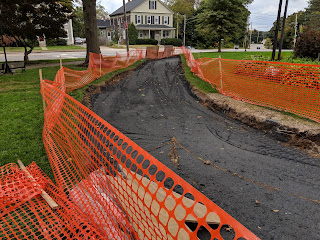 foundation set for the Veterans Walkway on the Town Common