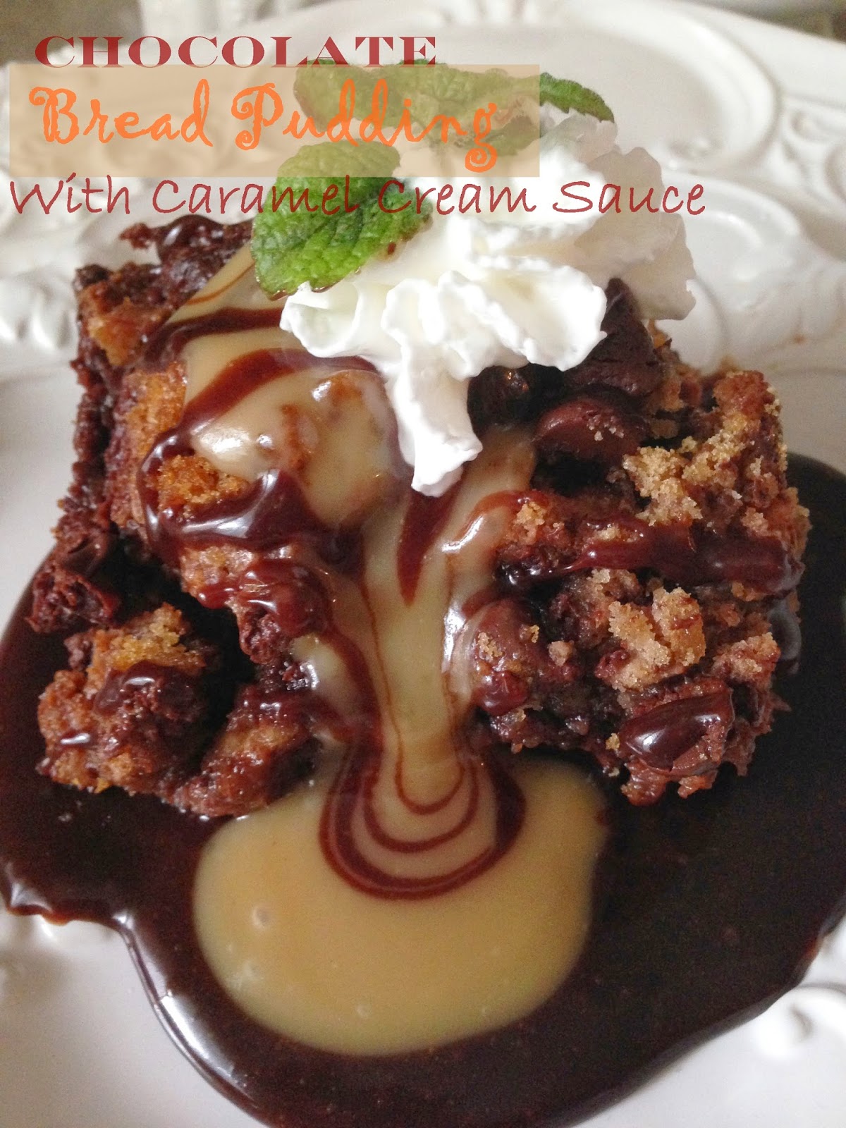 Chocolate Bread Pudding with Caramel Cream Sauce Purple Chocolat Home
