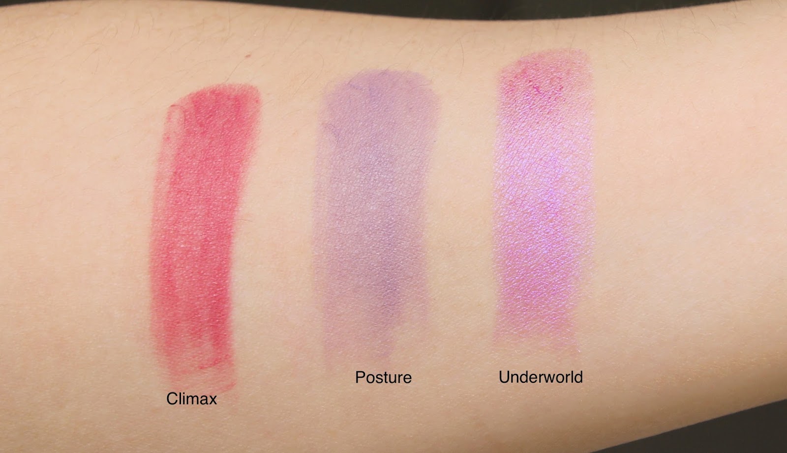 illamasqua lipsticks swatch review climax posture underworld