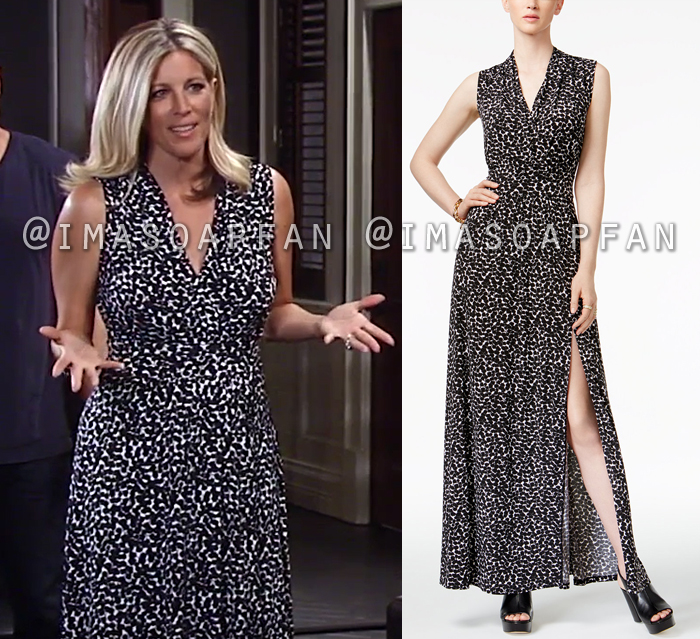 Carly Corinthos, Laura Wright, Black and White Print Maxi Dress, General Hospital, GH