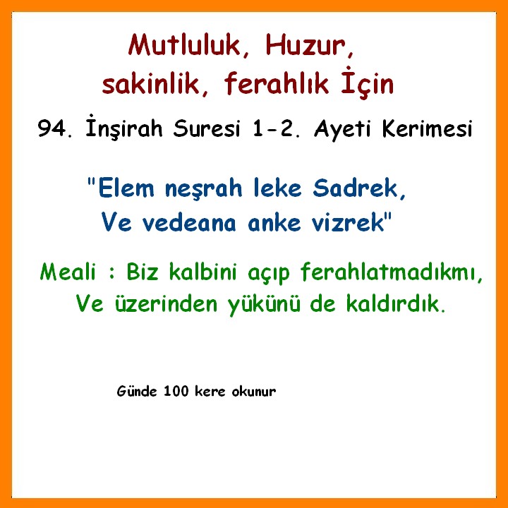 Sifa Ayetleri Ve Dualari Mutluluk Huzur Sakinlik Ferahlik Yasam Isigi Icin S5