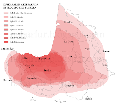 Retroceso histórico del euskara en Vasconia
