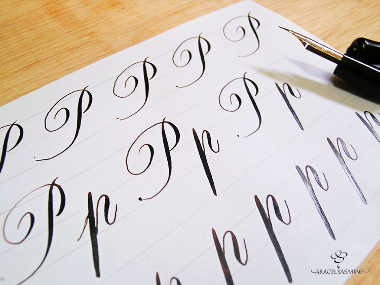 caligrafia copperplate aprende a escribir letra p abecedario