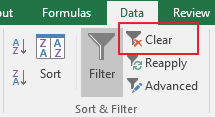 Clear Filter Data Excel