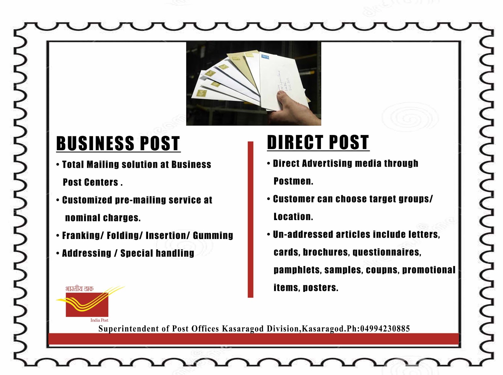 KASARAGOD POSTAL DIVISION Business Post and Direct Post