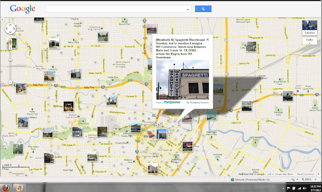 Spaghetti Warehouse location shown on the map 