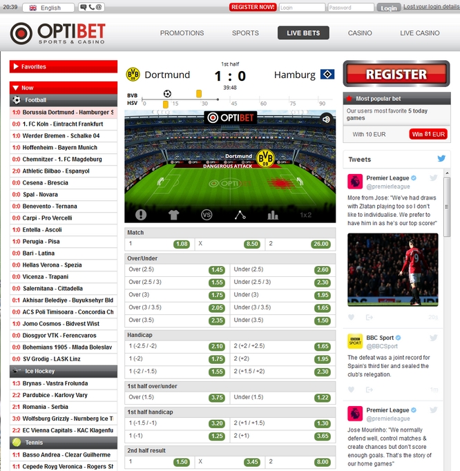 Optibet Live Bets