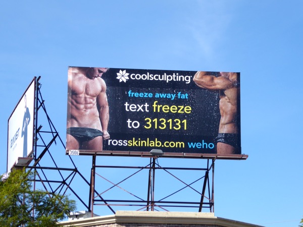 Coolsculpting Freeze away fat male model billboard Coolsculpting Freeze fat male model billboard
