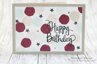 Geburtstagskarte Stampinup; Stylized Birthday; Incolor neu stampinup; Farbe Feige; Stampinup Feierstimmung; Teamgeburtstagskarten; Stempel-biene; Glitzereffekt auf Karten