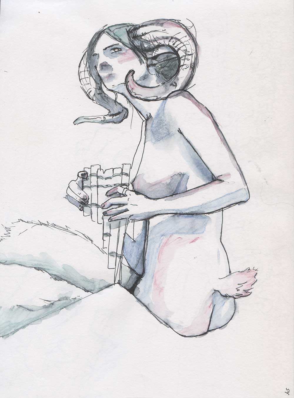 I messed up her nose, which coupled with the large ram horns, gives us Skelefaun.
