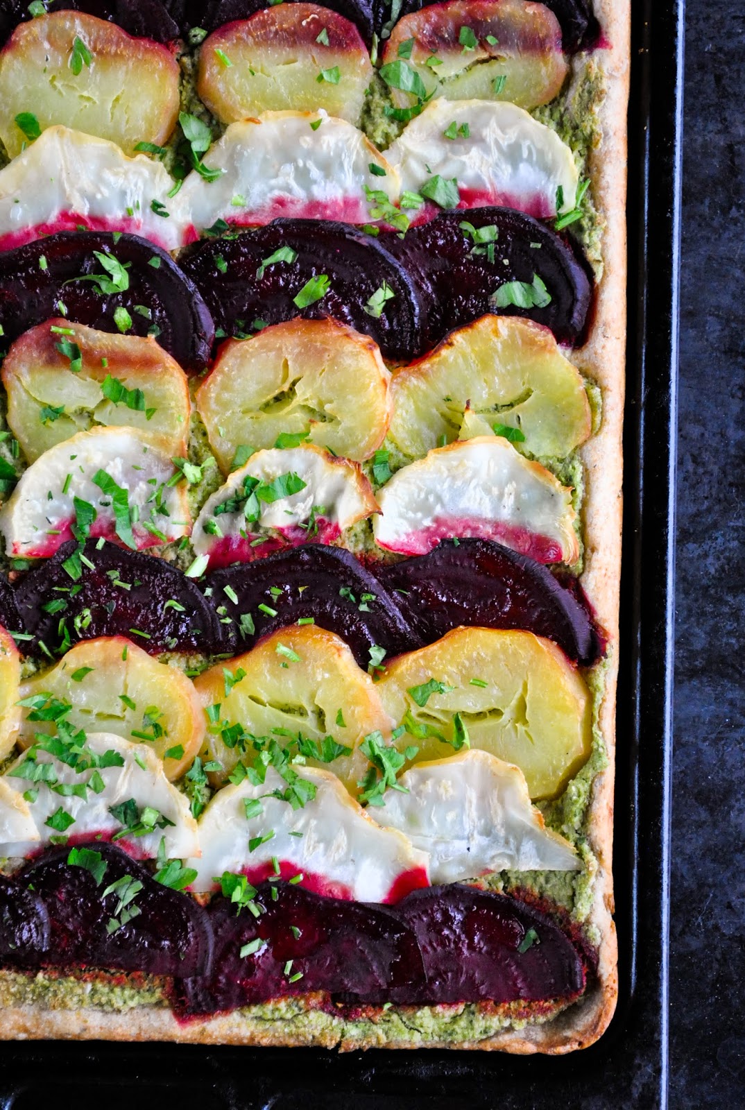 Root vegetable pie with parsley cream VeganSandra