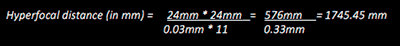 Hyper focal distance