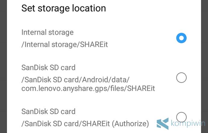lokasi folder menyimpan file shareit