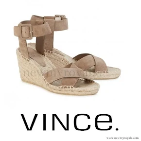Princess Madeleine wore Vince Stefania fawn suede wedge sandals