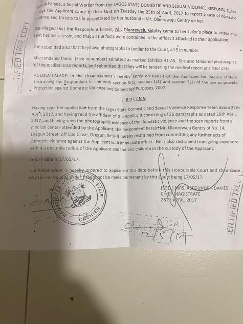 Mercy Aigbe files a one-mile restraining order against her husband, Lanre Gentry (See Documents)