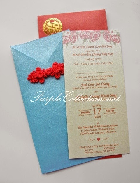 Red Chinese Button Wedding Card, custom design, handmade, 婚礼邀请卡片, hand crafted, hot stamping, envelope, pearl red, light blue, turquoise, kuala lumpur, selangor, kuantan, pahang, ipoh, perak, penang, johor bahru, singapore, bentong, personalised, personalized, kad kahwin, oriental, modern, traditional, 