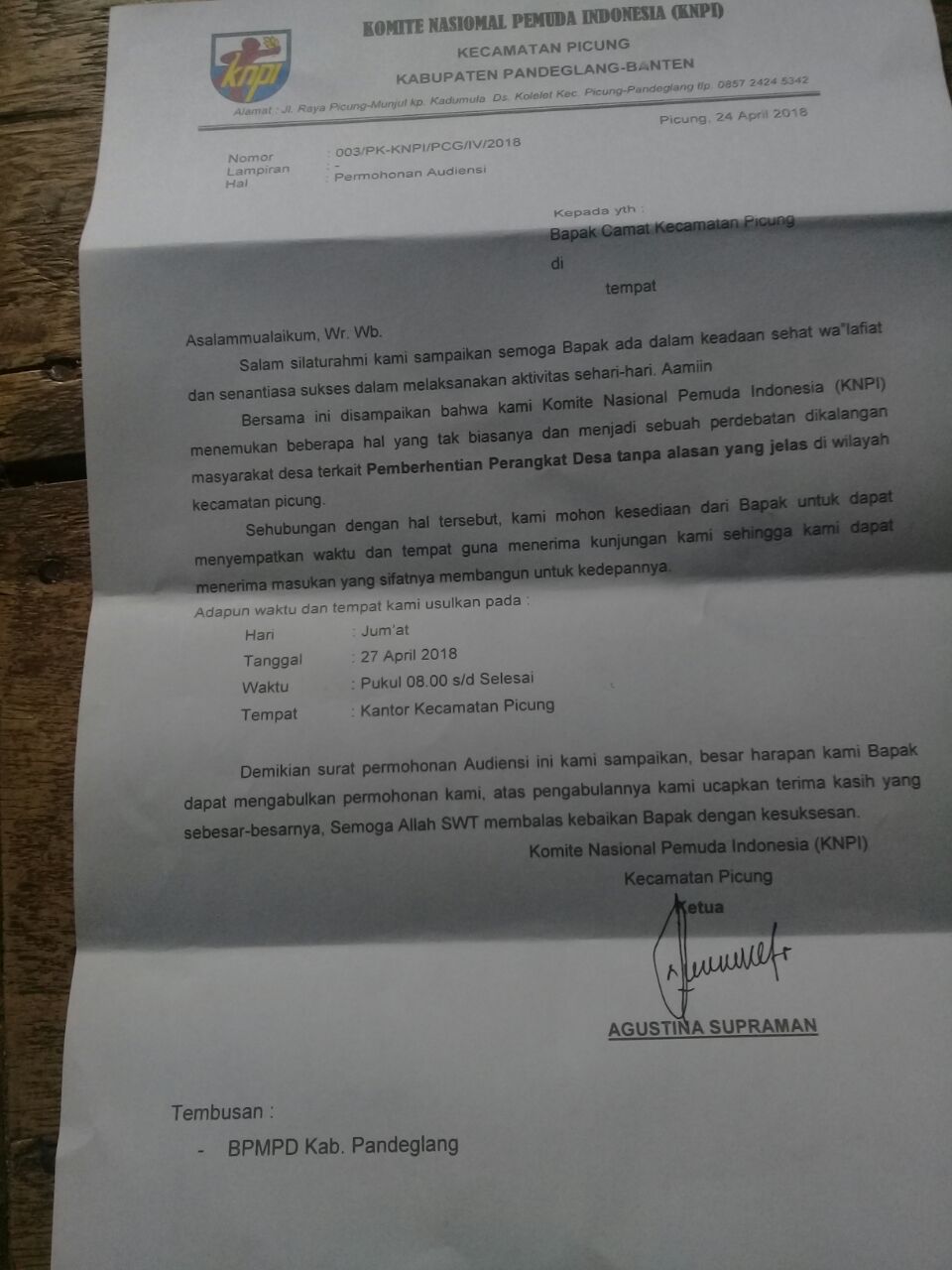 Komite Nasional Pemuda Indonesia Knpi Kecamatan Picung