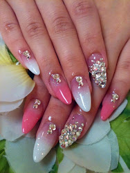 nail nails acrylic designs simple rhinestones rhinestone christmas pink pretty gradation gems swarovski short acrylics oval jewel 3d different cool