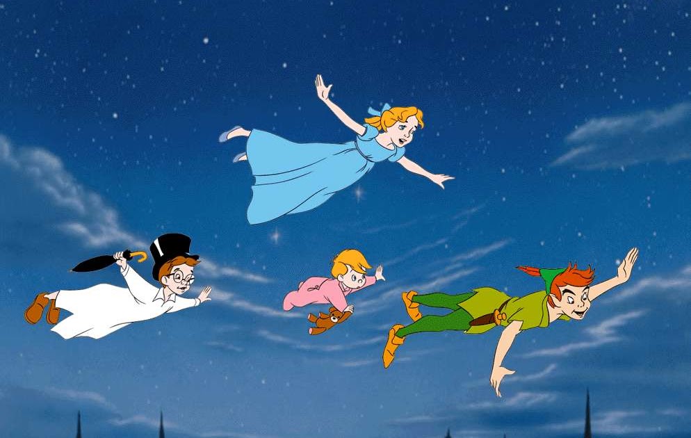 Питер Пэн 1953. Питер Пэн 1953 Уолт Дисней. Peter Pan and Kids are Flying in the Sky gif.