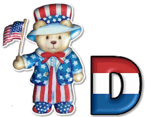 Abecedario con Osito Vestido con la Bandera de USA. Bear with the American Flag Alphabet.