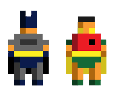 Basic pixel art batman and robin