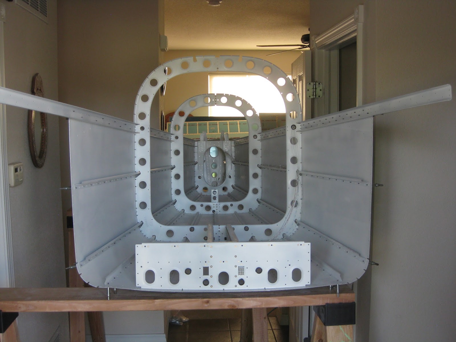 E's Van's RV14A Empennage Aft fuselage. Bottom and side skins on.