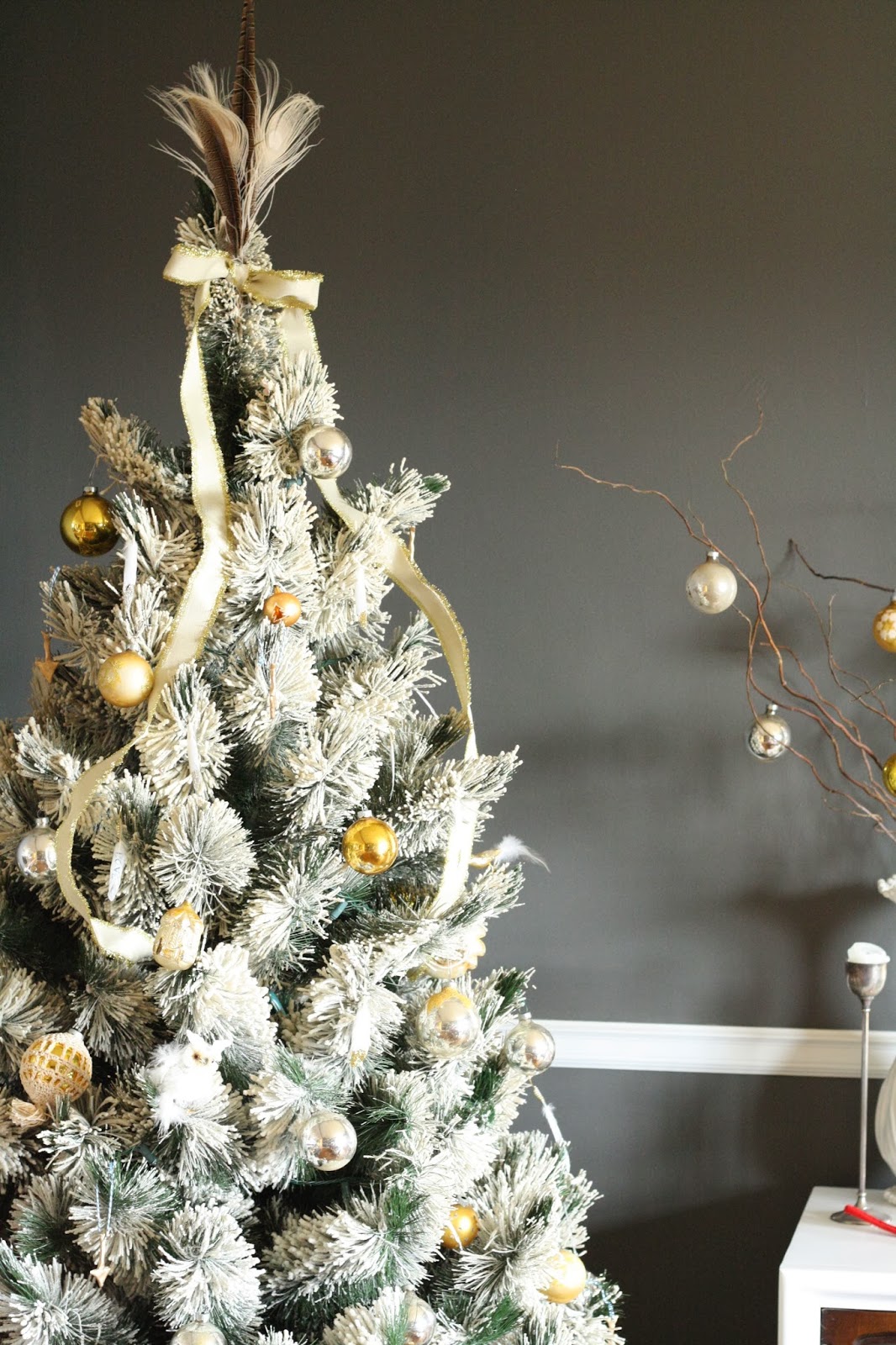 Gilded Silver Metallic Feather Trees - Christmas, Fall Decorative