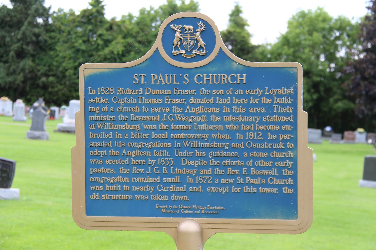 Memorials in Ottawa St. Paul's Church Plaque
