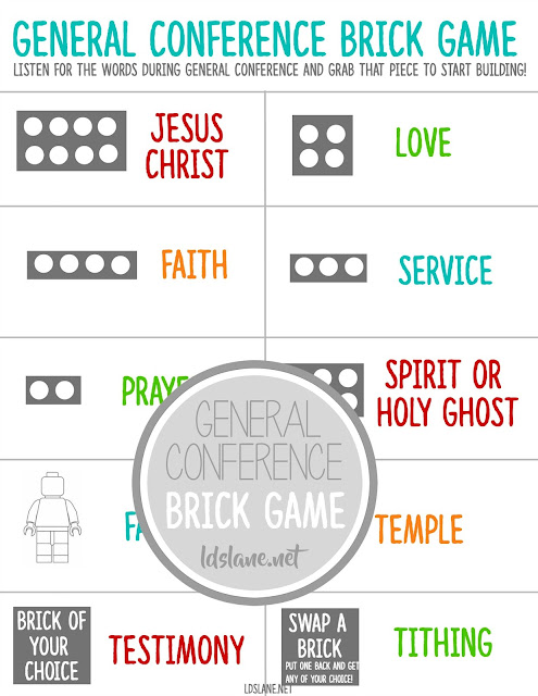 General Conference Brick Game - use with your LEGOS! ldslane.net