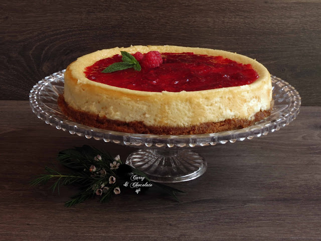 Tarta rústica de queso con mermelada de frambuesa  - Raspberry cheesecake
