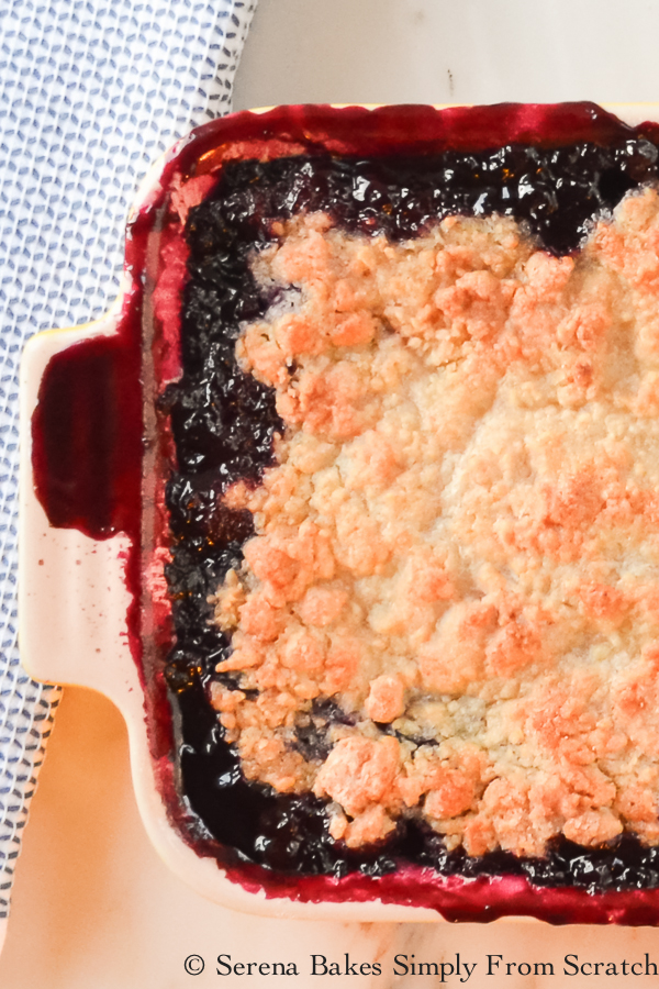 Blueberry Cobbler is easy to make and a family favorite with a scoop of vanilla ice cream! 