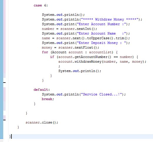 ADLabs: JAVA: Create a bank account feature with ArrayList