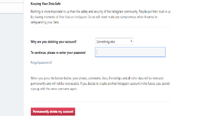 How to delete instagram account